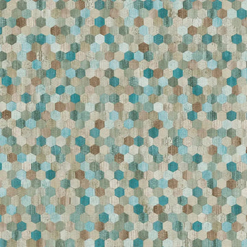 Closeup of a wallpaper showing its Contemporary, Dots, Geometric, Green, Multicolour pattern, color, and texture.