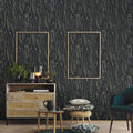 Wallpaper installed in a room showing its full pattern, color