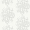 Closeup of a wallpaper showing its Contemporary, Damask, Floral, Monochrome, Two-tone pattern, color, and texture.