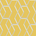 Closeup of a wallpaper showing its Contemporary, Geometric, Gold, Metallic, Pink, Two-tone pattern, color, and subtle texture.