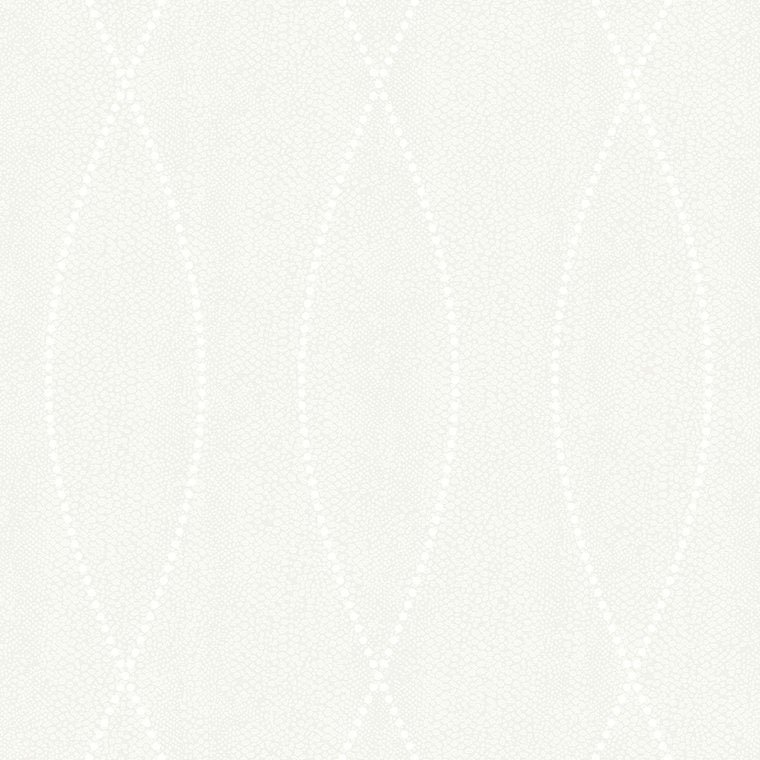 Closeup of a wallpaper showing its Contemporary, Monochrome, Trellis, Unicolour, White pattern, color, and subtle texture.