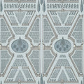 Closeup of a wallpaper showing its Chinoisserie, Contemporary, Geometric, Two-tone pattern, color, and subtle texture.
