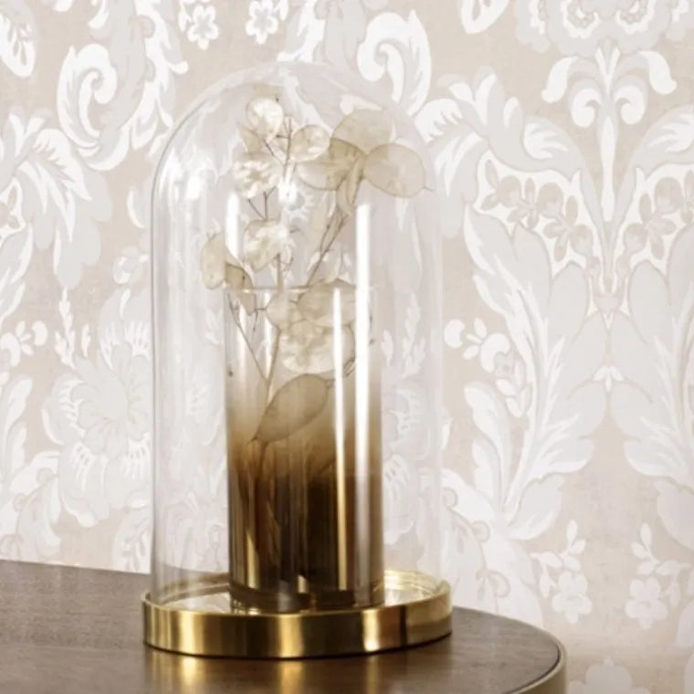 Closeup of a wallpaper showing its Contemporary, Dramatic, Floral, Two-tone pattern, color, and subtle texture.