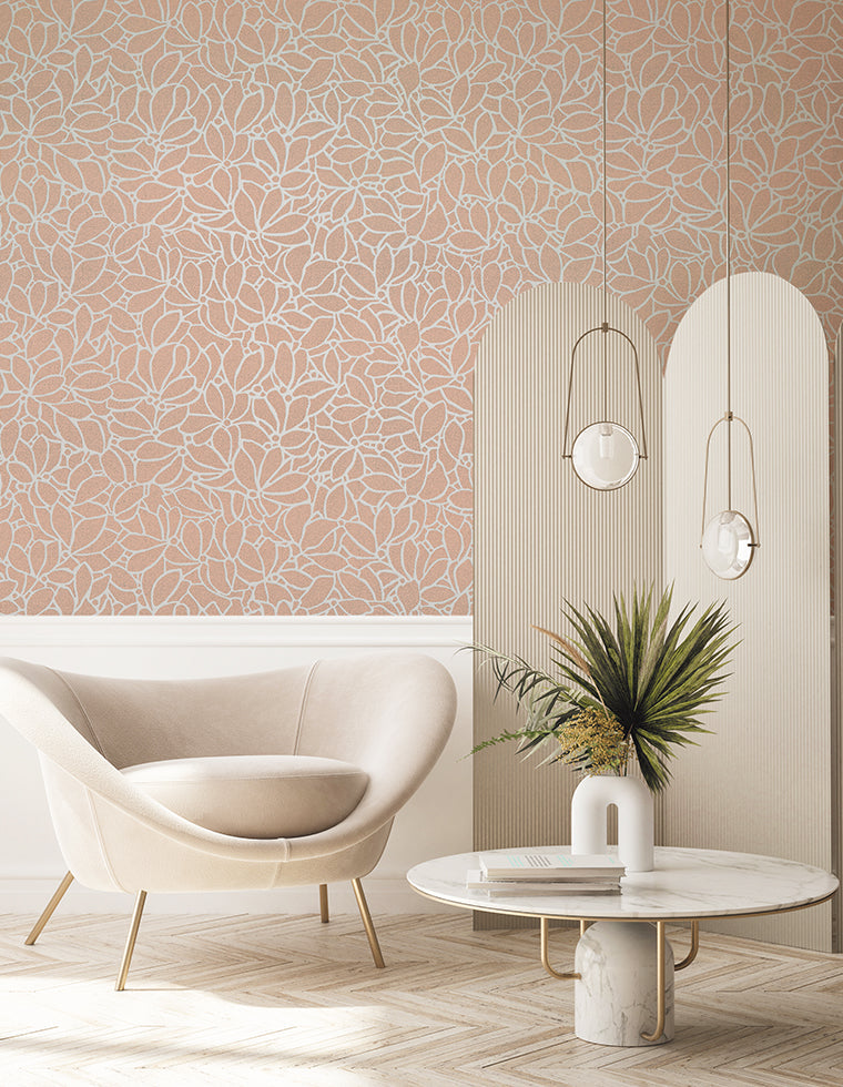 Beige floral pattern on a textured beige background