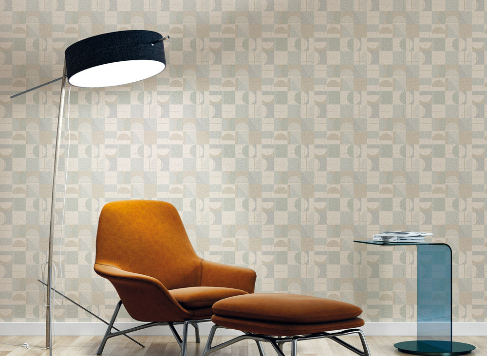 Patterned tile design with geometric shapes in neutral colors