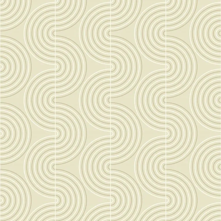 Wallpaper installed in a room showing its full pattern, color