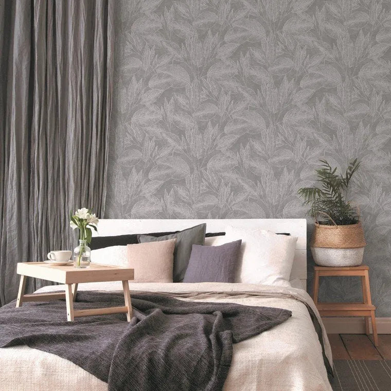 Closeup of a wallpaper showing its Contemporary, Floral, Green pattern, color, and texture.