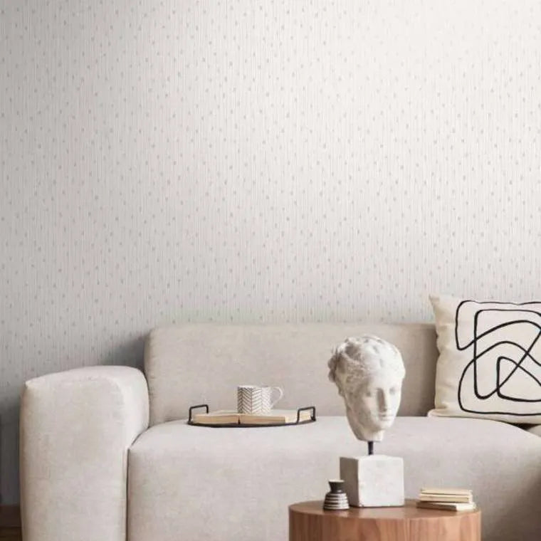 Closeup of a wallpaper showing its Contemporary, Cream, Neutrals, Stripes pattern, color, and texture.